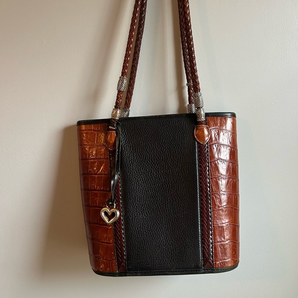 Brighton leather shoulder bag with double handles